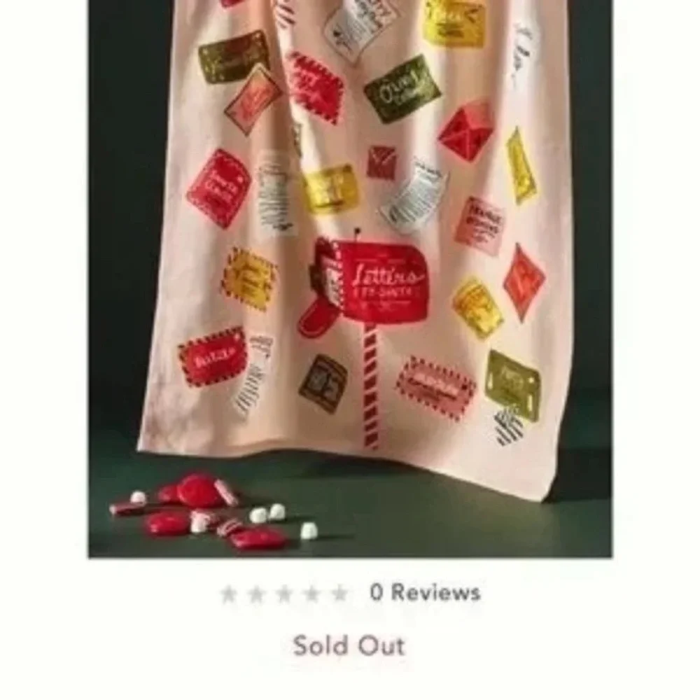 NWT Anthropologie Letters to Santa Christmas Dish Tea Kitchen Towel